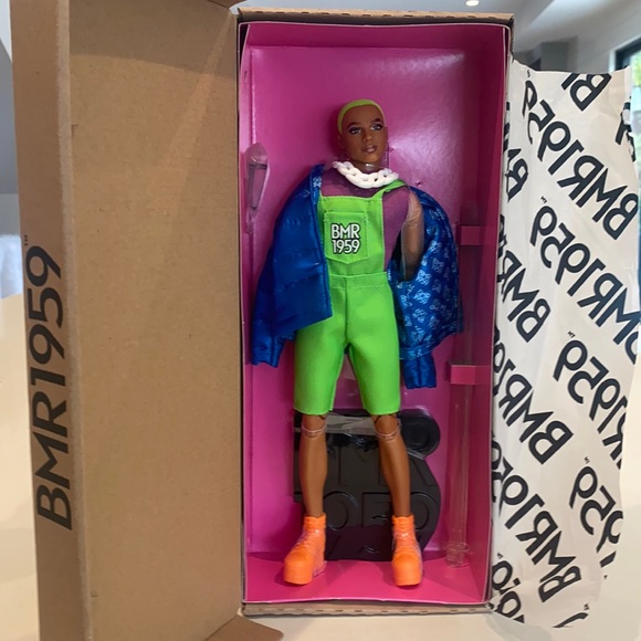 Barbe BMR1959 – Neon Overalls & Puffer Jacket Ken Doll wth Stand - La